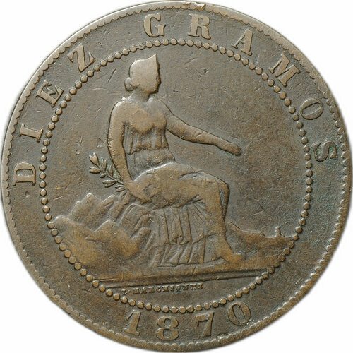 Монета 10 сентимо 1870 Испания испания 25 сентимо 1854 г