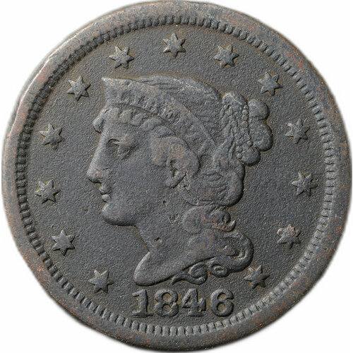 Монета 1 цент 1846 Liberty Head Cent США монета 1 цент 1846 liberty head cent сша