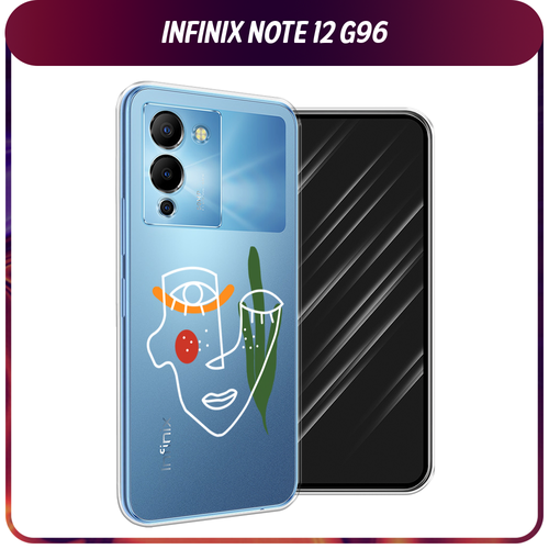 Силиконовый чехол на Infinix Note 12 G96 / Инфиникс Ноут 12 G96 Минималистичный принт белый, прозрачный силиконовый чехол на infinix note 12 g96 инфиникс ноут 12 g96 голубой мрамор рисунок