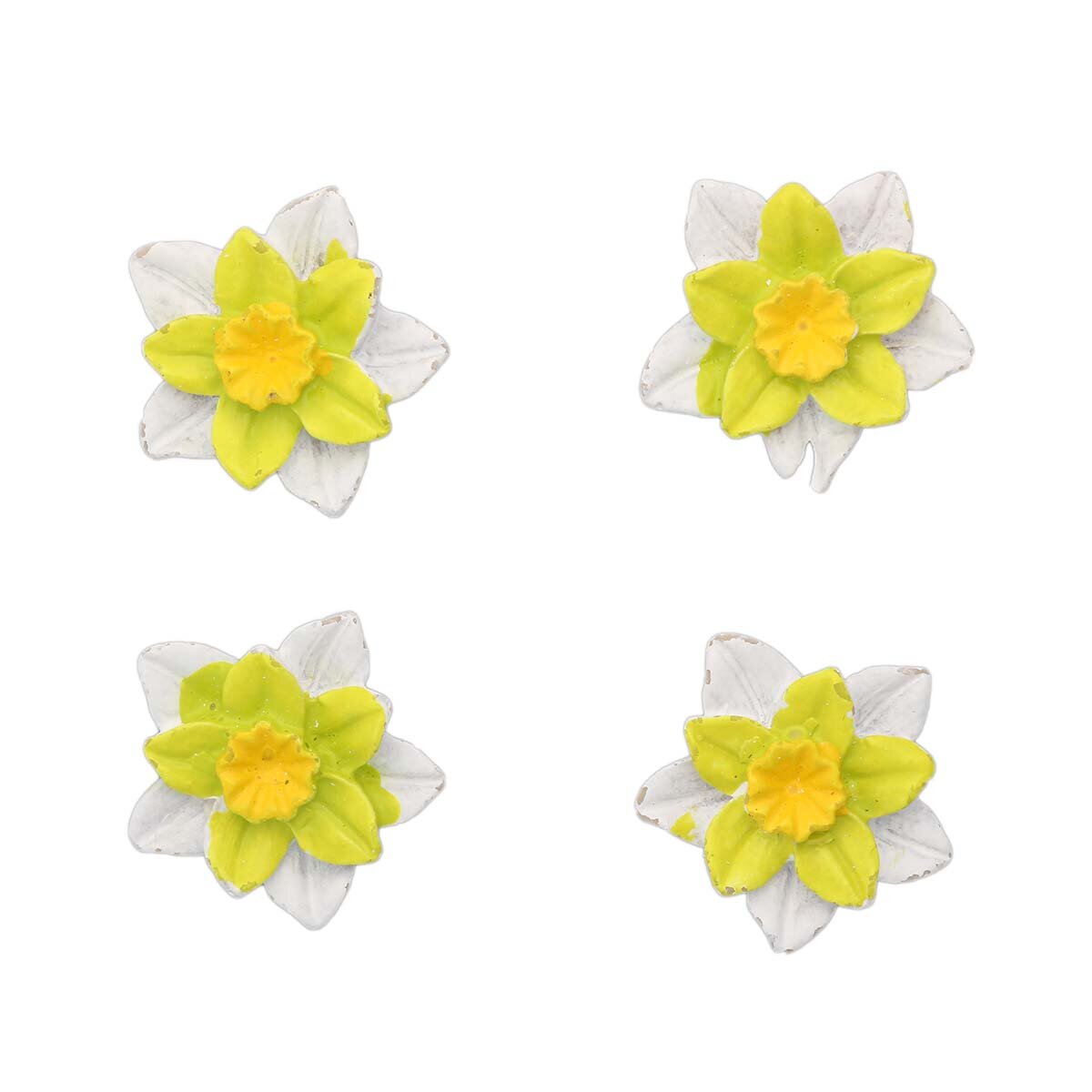 Кабошоны и шармы для слаймов 'Цветок', Astra&Craft, LR15-4621 (бело-желтый), 4 шт