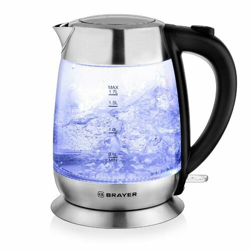 Чайник электрический BRAYER BR1010 стекло 17 л 2200 Вт автоотключение серебристый 469600₽