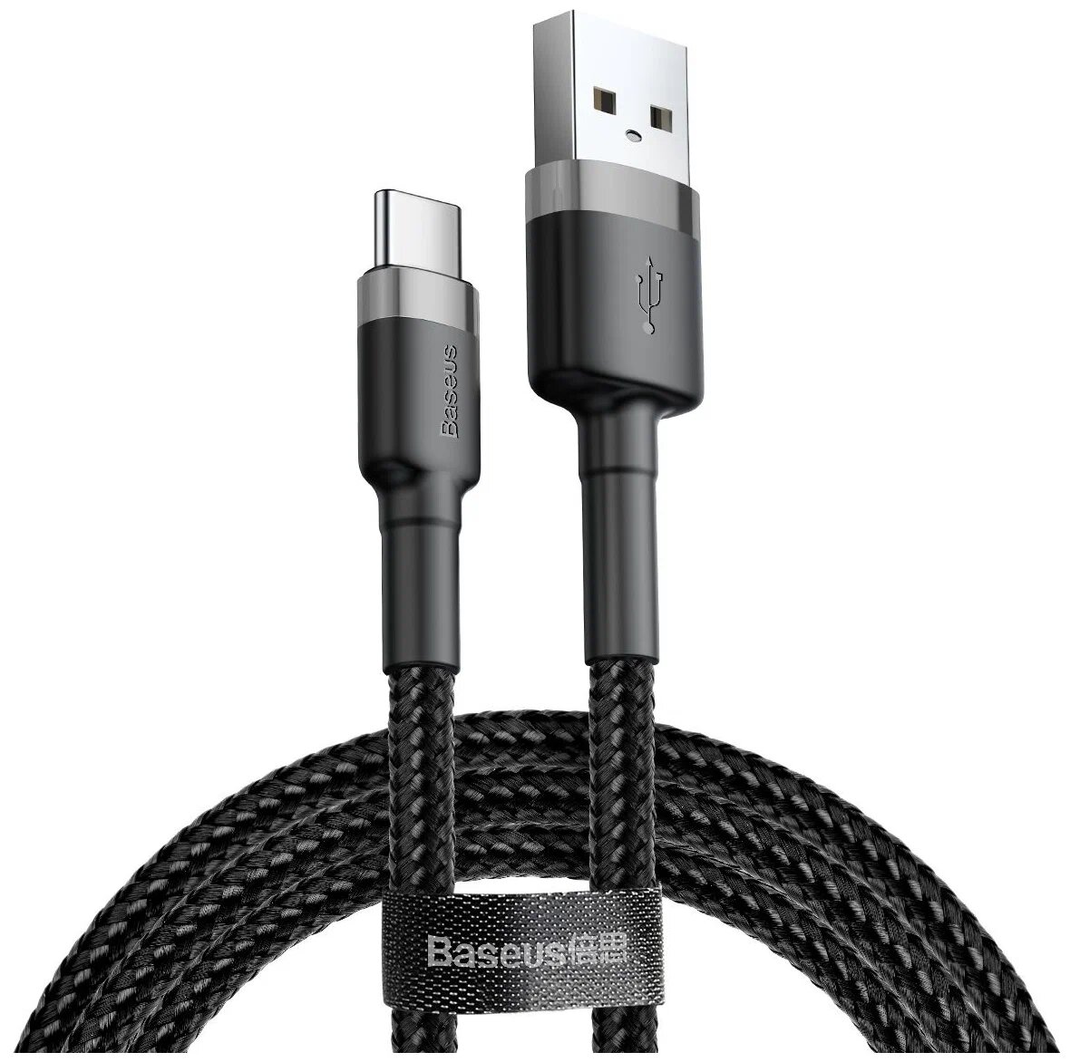 Кабель Baseus Cafule USB - USB Type-C, 1 м, 1 шт, черный/серый