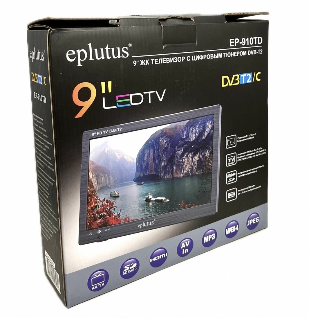 Портативный Цифровой ЖК Телевизор Eplutus EP-910TD DVB-T2 (работает от 12/220V)