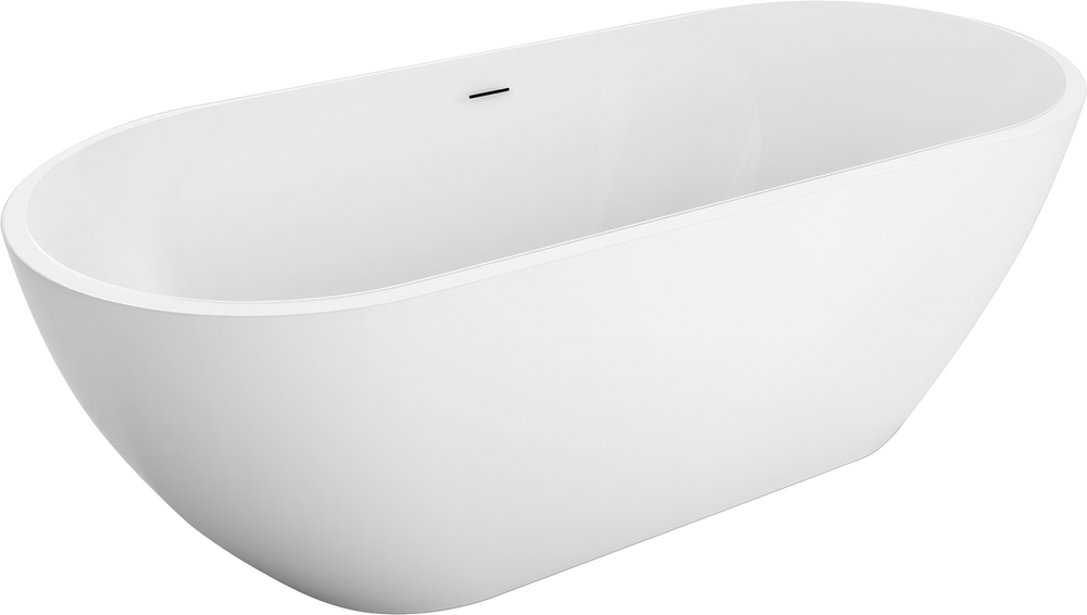 Акриловая ванна BelBagno Uno BB701 160x73 см, отдельностоящая, овальная, со сливом-переливом, с донным клапаном