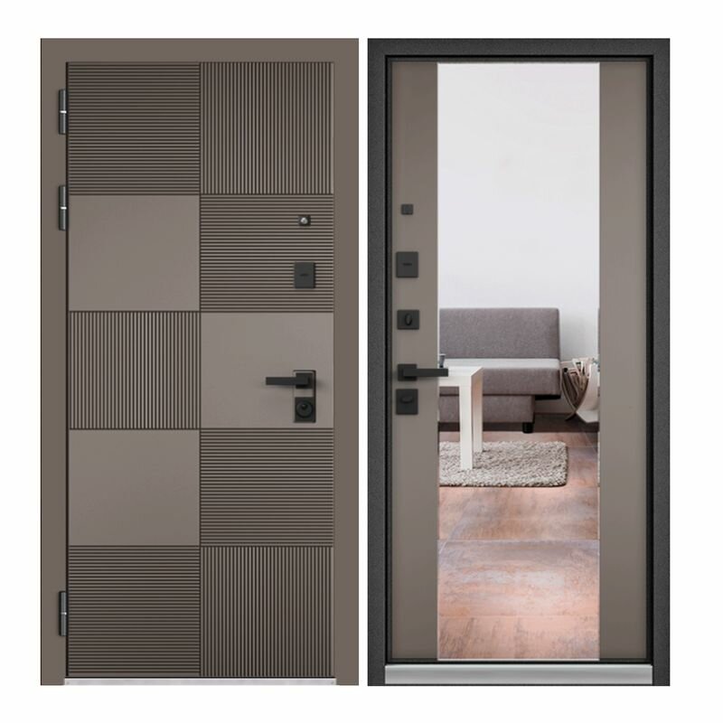 Дверь входная для квартиры ProLine металлическая LOFT 960х2050, левая, антивандальное покрытие, три уплотнителя, замки 4-го и 2-го класса, зеркало