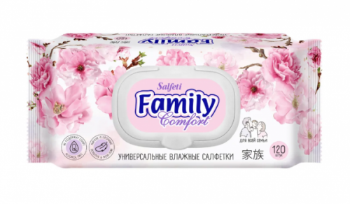 Влажные салфетки Salfeti Family Comfort для всей семьи, 120 шт