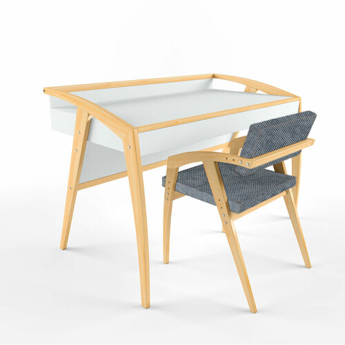 Комплект письменный стол и стул Бруно белыйтемно-серый велюр 26540₽