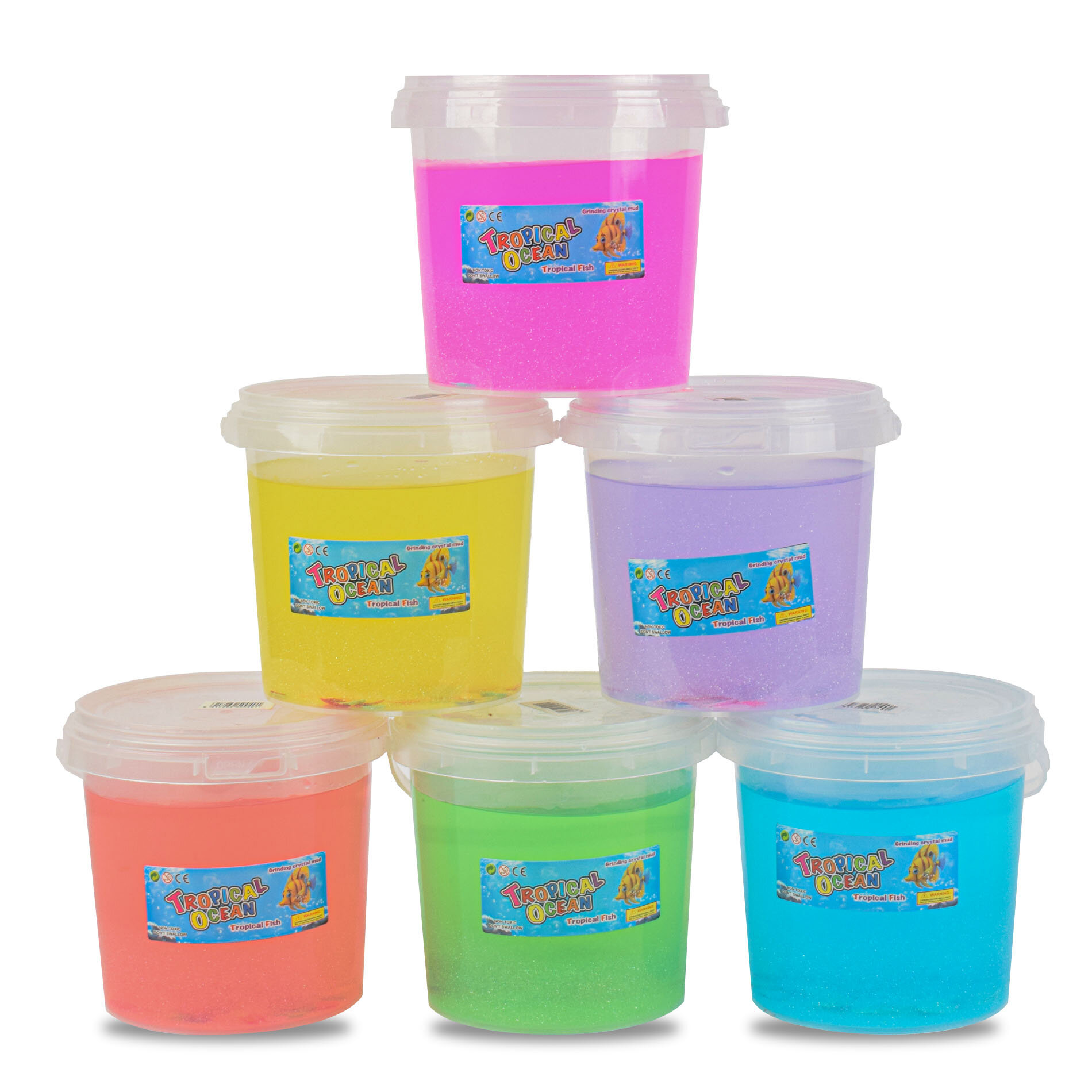 Слайм с шимером 800 мл прозрачный цвет сюрприз упаковка в ведре