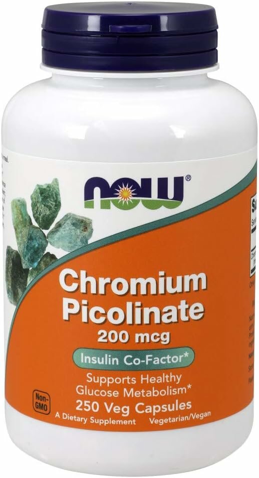NOW Chromium Picolinate 200 mcg 250 veg capsules (пиколинат хрома)