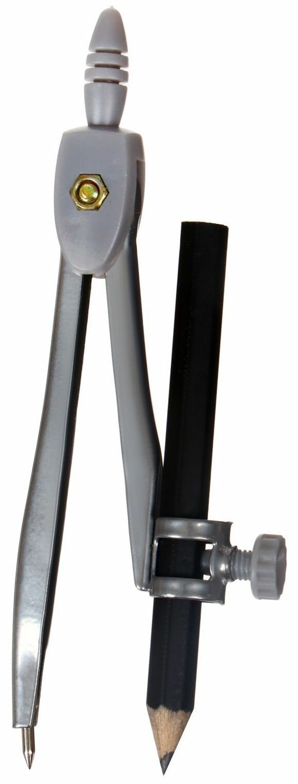 Циркуль металлический чертежный 125 мм с карандашом инструмент для черчения в пластиковом пенале (козья ножка) цвет микс