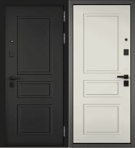 Изображение товара Дверь входная сити прайм 2/2 Графит софт/Антрацит букле-Белый софт 880 левая