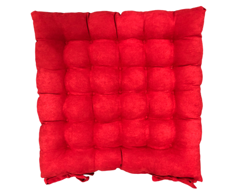 Подушка на стул красная квадратная с завязками стеганая