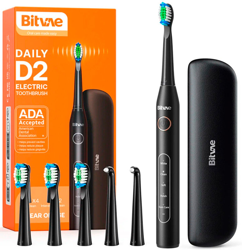 Электрическая зубная щетка Bitvae D2 Daily Toothbrush (Футляр + подставка + 4 насадки + колпачок для насадок + 2 internal brushheads) (D2 + Case) GLOB