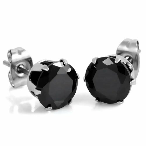 Серьги diSat, фианит, черный