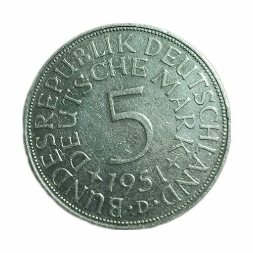 Монета 5 марок Германия 1951 год