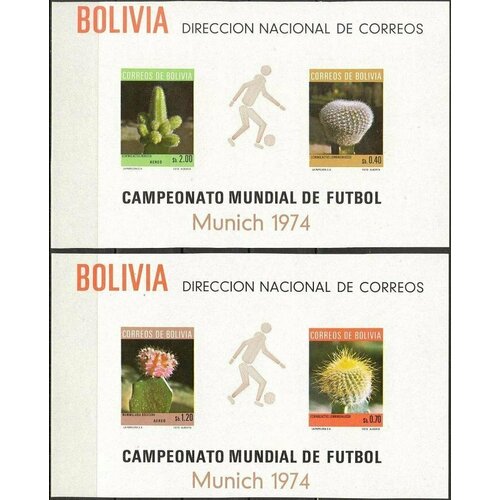 Боливия, 1974. Футбол, ЧМ-1974 (2 блока) болгария 1974 футбол чм 1974 блок бз