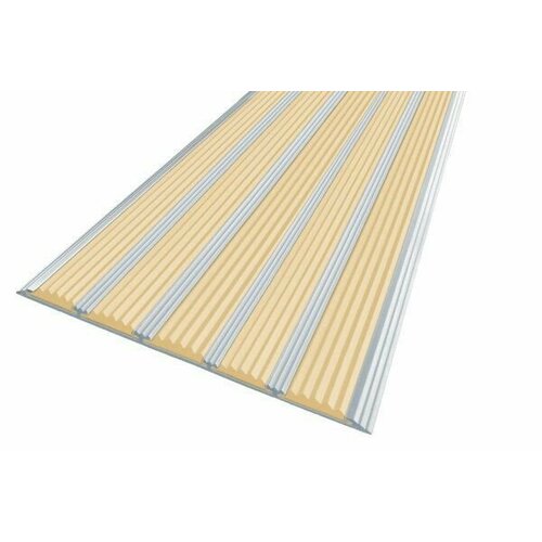 Алюминиевая полоса противоскользящая с пятью вставками 162 мм, 1,35 метра, бежевая, накладка на ступени против скольжения