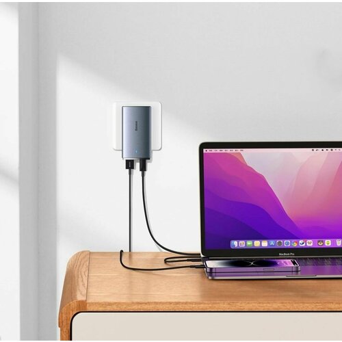 Сетевое зарядное устройство Baseus GaN5 Pro Ultra-Slim Fast Charger C+U 65W (Overseas Edition). сетевое зарядное устройство ugreen usb a 3usb c 65w gan tech fast charger cd224 black 70774