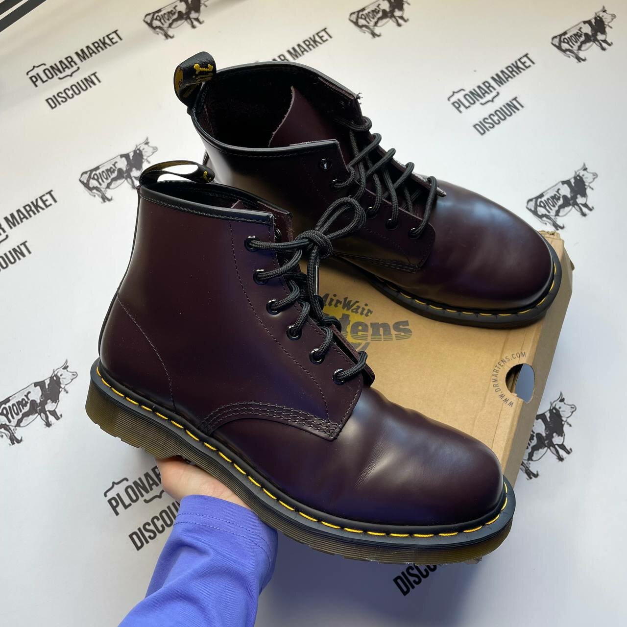 Ботинки берцы Dr. Martens Dr. Martens 101 Yellow Stitch Smooth Leather Ankle Boots