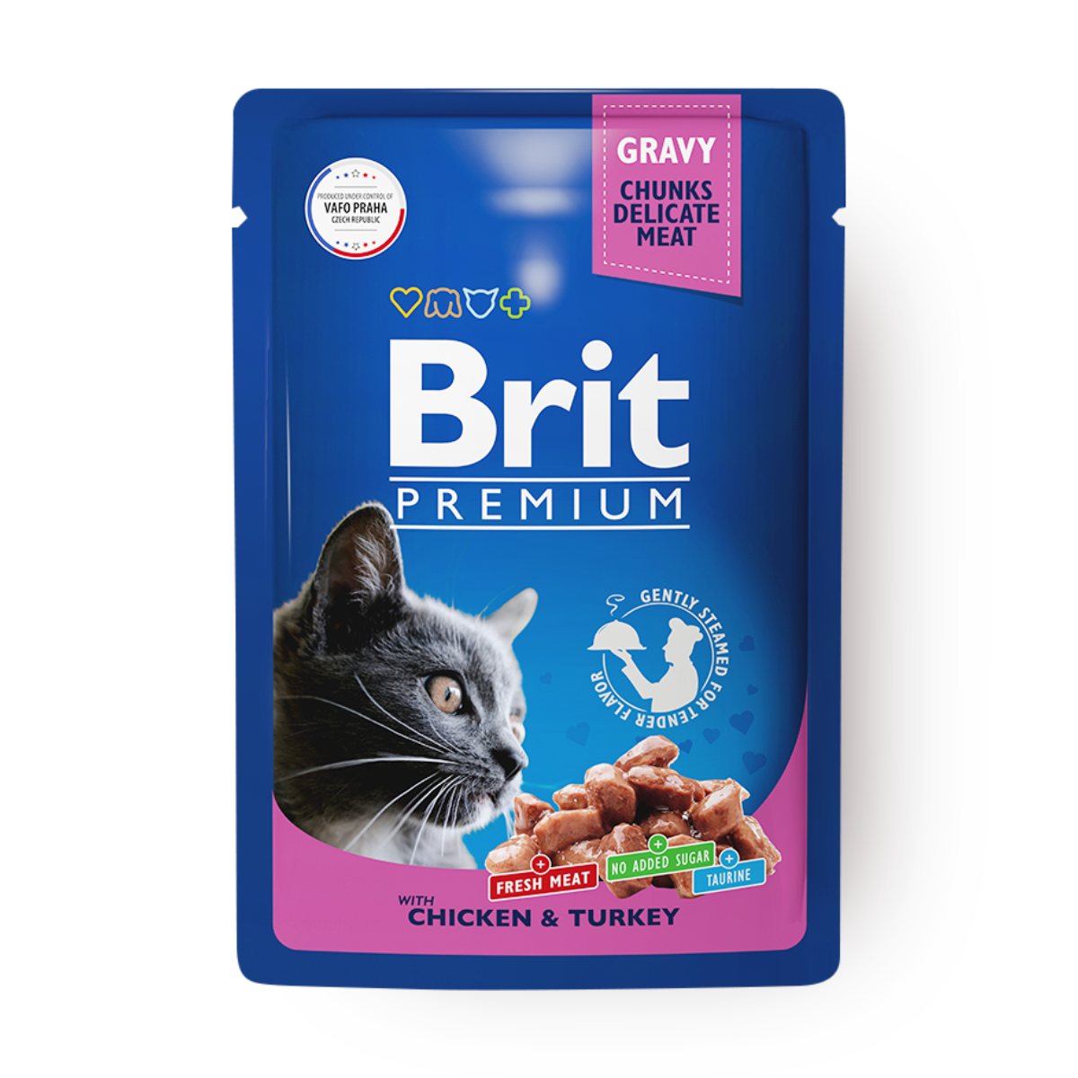 Влажный корм для кошек Brit Premium с цыплёнком и индейкой в соусе, 85 г