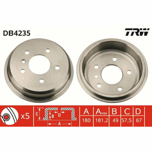 Тормозной барабан, TRW DB4235 (1 шт.)