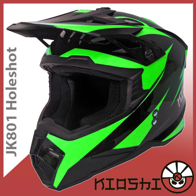 Шлем кроссовый KIOSHI JK801 Holeshot 2XL(63-64) черный серый глянец