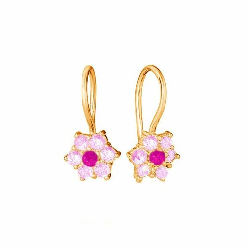 Серьги JEDA, красное золото, 585 проба, фианит