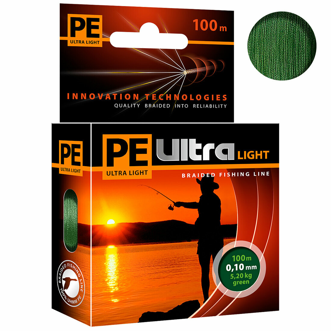 Плетеный шнур для рыбалки AQUA PE ULTRA LIGHT Dark Green 0,10mm 100m