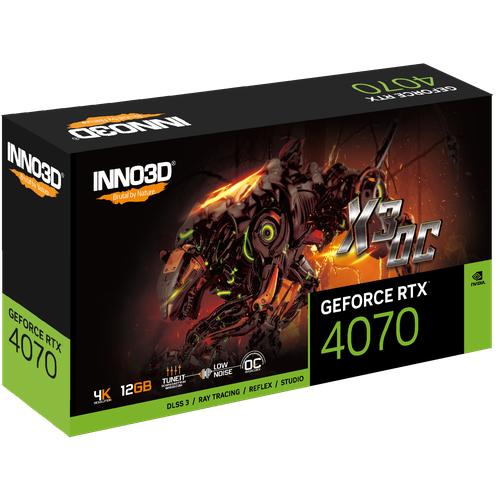 Видеокарта Inno3D GeForce RTX 4070 12288Mb X3 OC 12 Gb N40703-126XX-185252L 7400000₽