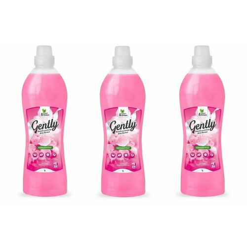 CleanGreen Кондиционер для белья Gently Нежное прикосновение розовый 1000 мл 3 шт 921₽
