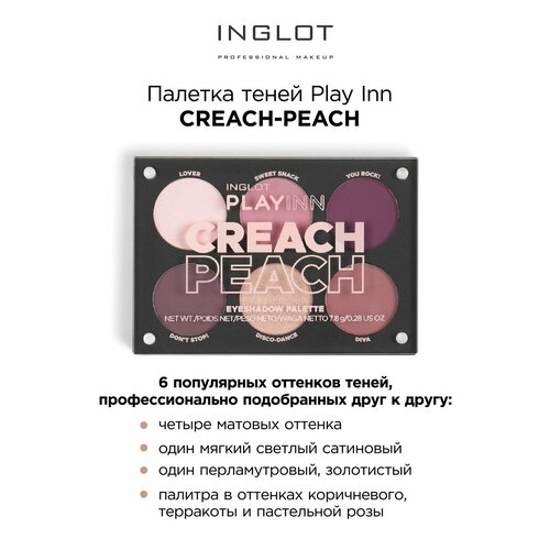 фото Палетка теней inglot персик розовая creach peach