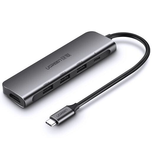 UGREEN. USB концентратор 5 в 1 (хаб), 3 х USB 3.0, HDMI, PD (50209)