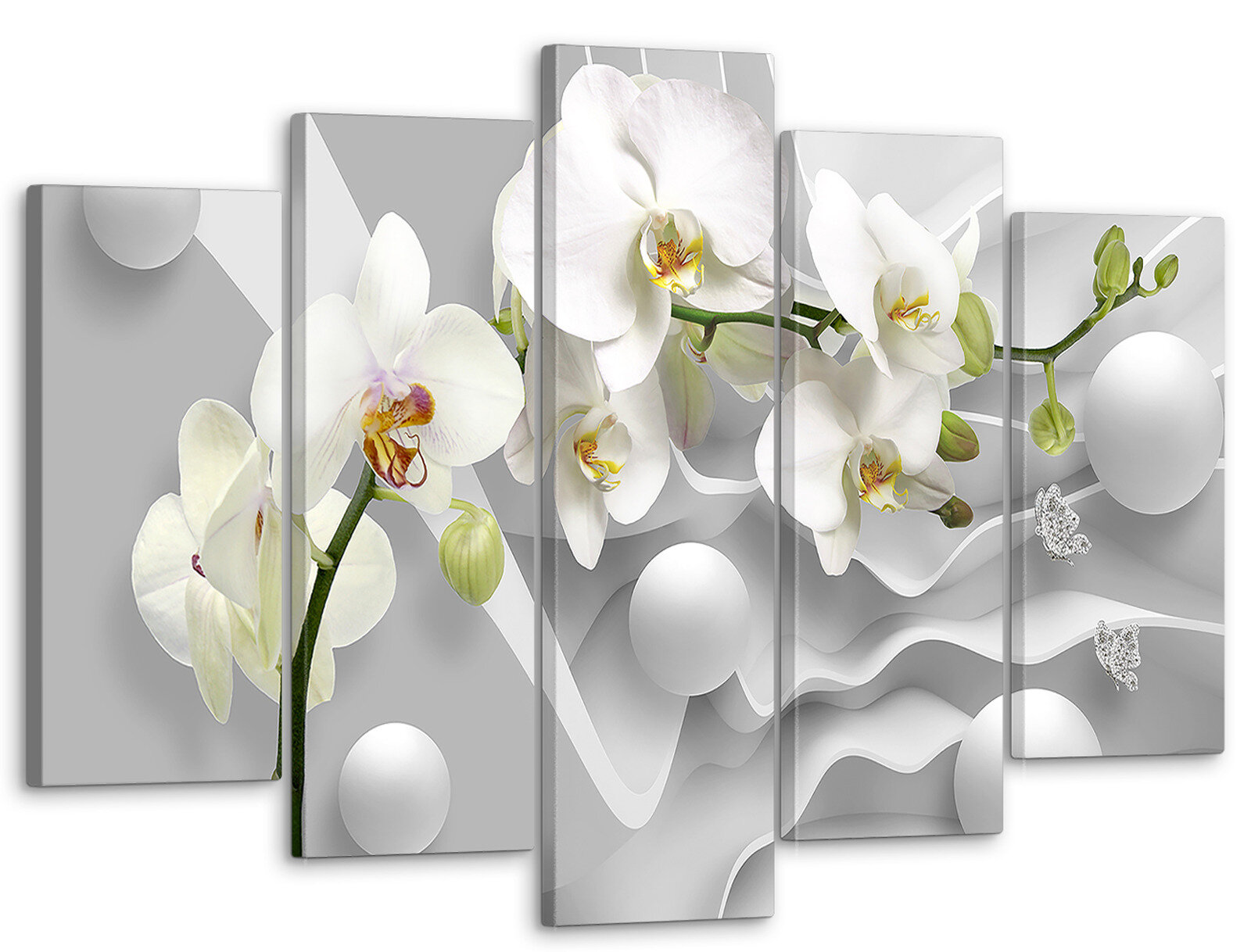 Модульная картина на стену, для интерьера "Абстракция с орхидеями" 80x140 см