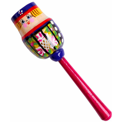 фото Детская погремушка на палочке "музыкант", деревянный музыкальный инструмент для малышей нескучные игры