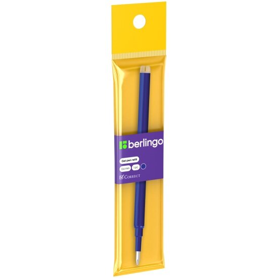 Стержень гелевый Berlingo для стираемой ручки "Correct" синий, 111мм, 0,6мм