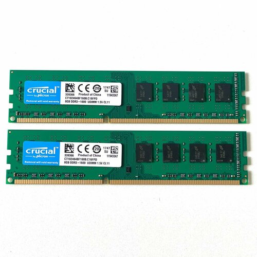Оперативная память Crucial 8 ГБ DDR3 1600 МГц UDIMM 290000₽