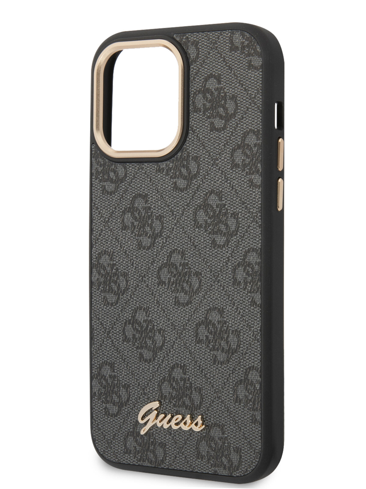 Guess для iPhone 14 Pro чехол PU 4G Script metal logo Hard Black (MagSafe), шт