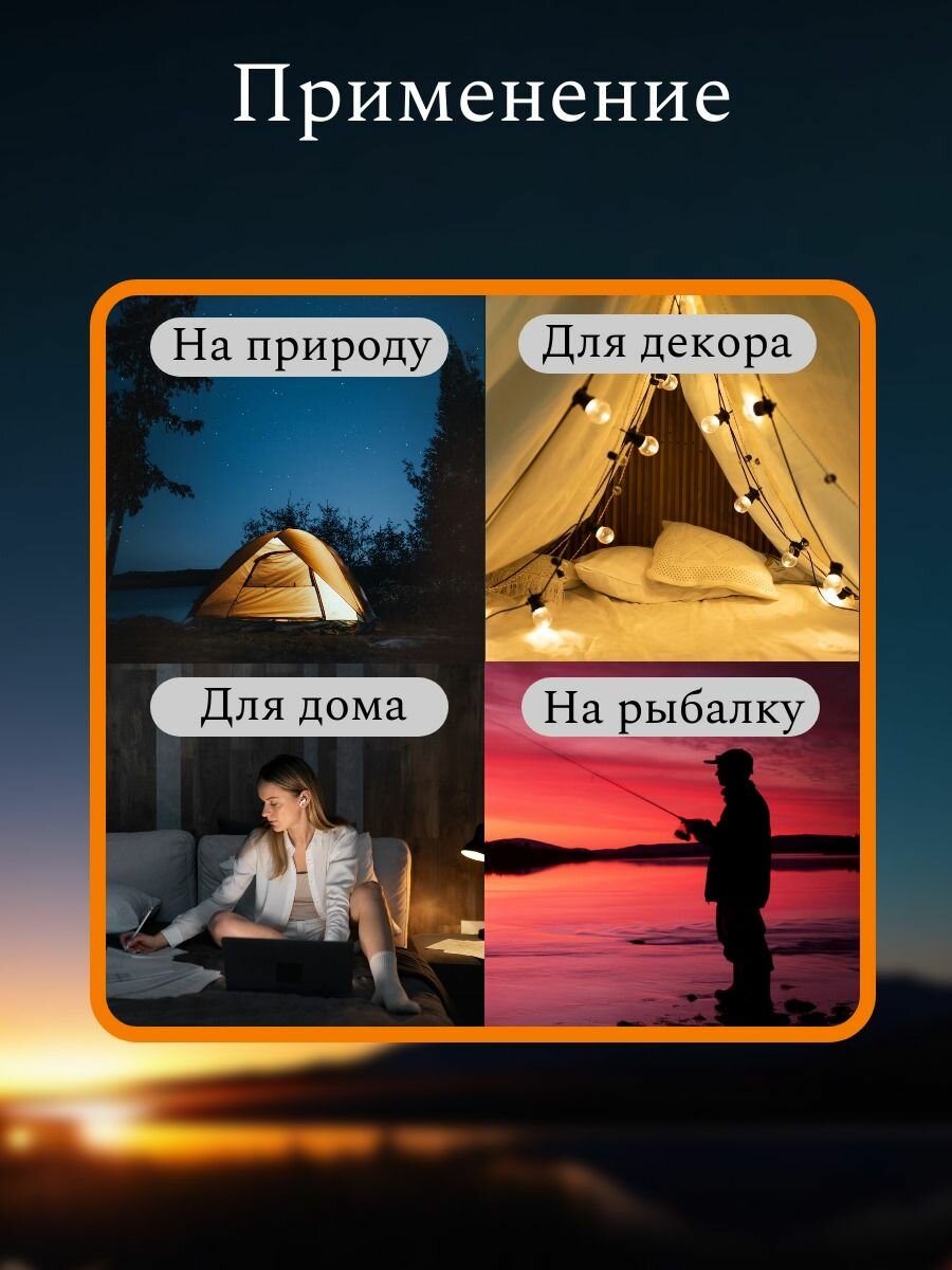 Лампочка аккумуляторная, 100 лм, 400 мАч, 3 режима, с карабином — фото 1
