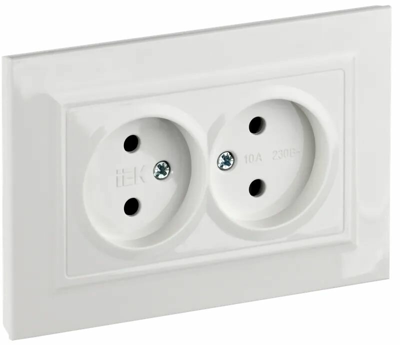 фото IEK BRITE Роз. 2-я без з/к с з/ш 10А в сб. РСш12-2-БрС сталь