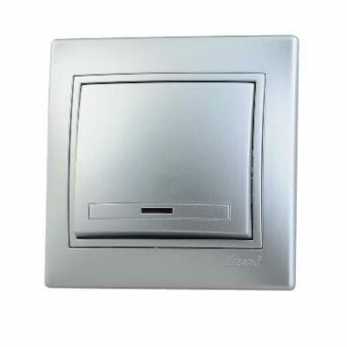 фото Выключатель с подсветкой Lezard Mira 701-1010-111 металлик серый