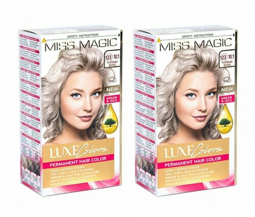 MISS MAGIC Краска для волос Luxe Colors, тон 123/10.1 Платиновый блондин, 108 мл, 2 штуки/