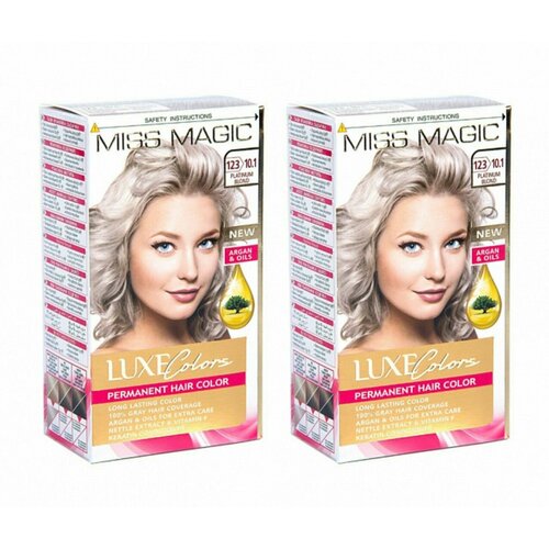 MISS MAGIC Краска для волос Luxe Colors тон 123101 Платиновый блондин 108 мл 2 штуки 901₽