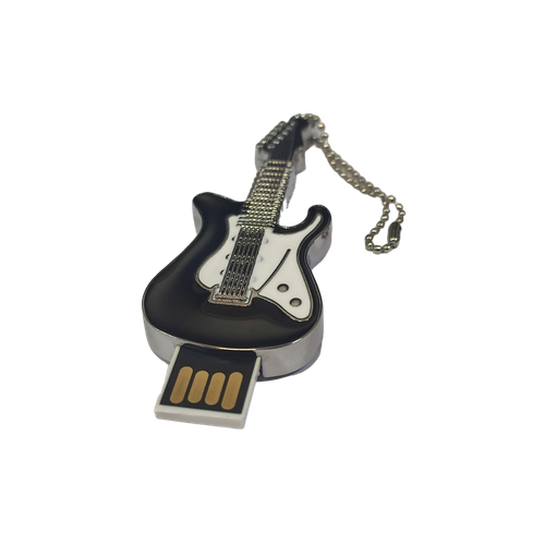 Подарочный USB-накопитель Гитара черно-белая сувенирная флешка 128GB USB 3.0 черный, белый, черный