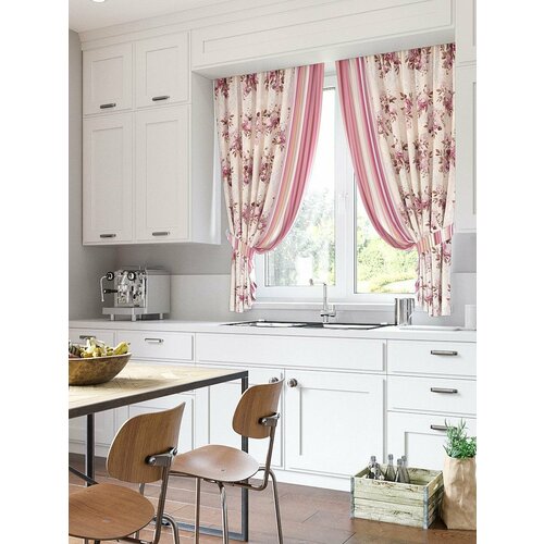 Комплекты штор AT HOME Замбези высота 180 см, ширина 150 см, крепление - шторная лента, Бежевый