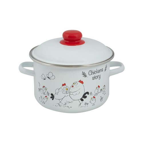 Кастрюля эмалированная ТМ FOOD ATELIER Chickens stories с крышкой 3 л 1390₽