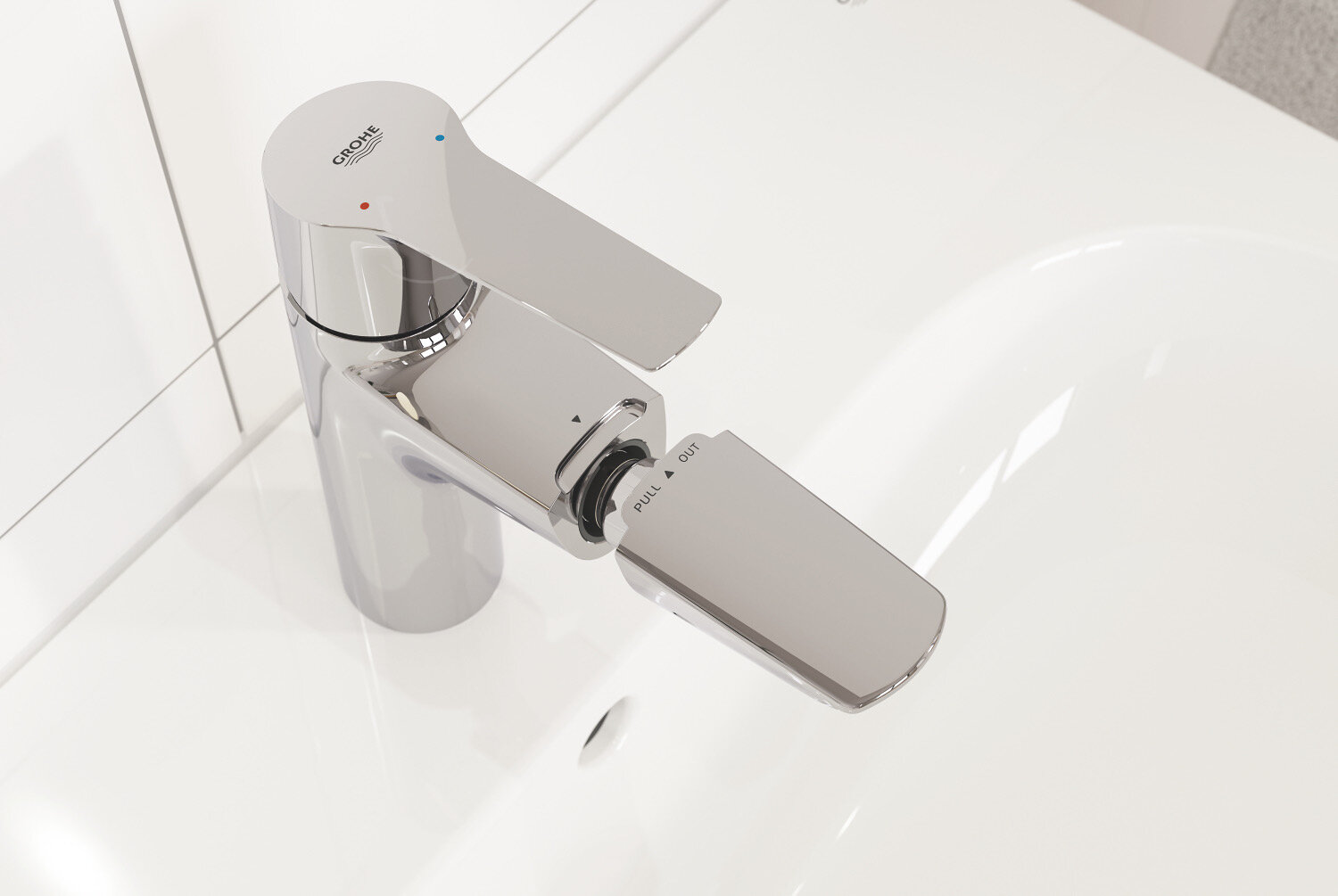 смеситель для раковины GROHE Start M-size выдвижной излив д/клапан хром - фото №7