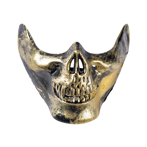 полумаска череп бронза Полумаска Хеллоуин Череп золотая пластик/G