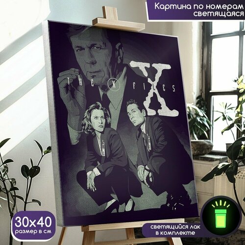 Картина по номерам со светящейся краской сериал Секретные Материалы (X Files, Dana Scully, Fox Mulder) - 1535 В 30x40