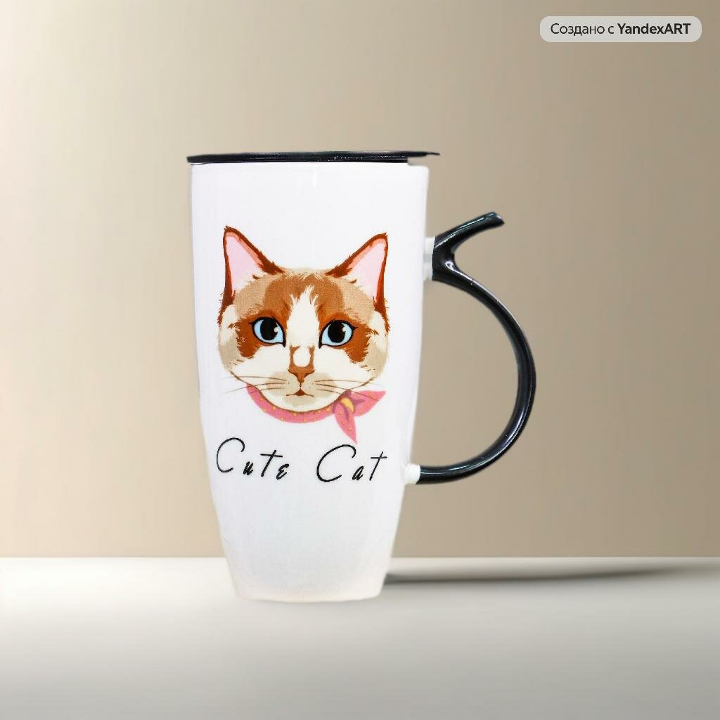 Кружка с крышкой Котик...