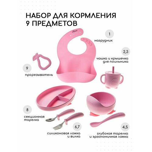 фото Набор детской посуды для кормления силиконовый miyoumi